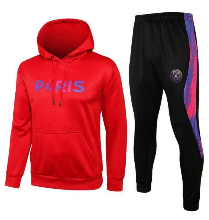 PSG x Jordan Red Training Suits Hoodie Sweater with Pants 2020/21